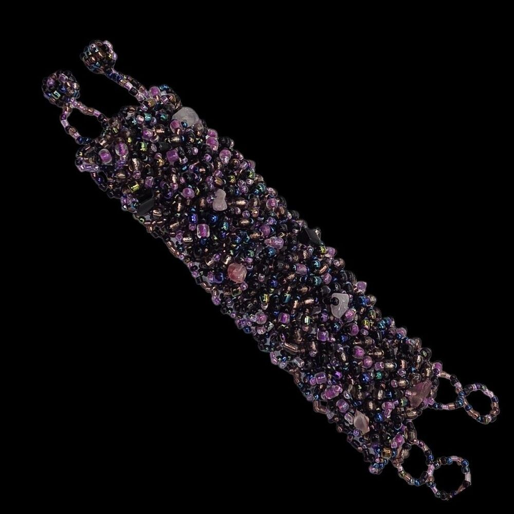 Vintage Amethyst & Rose Quartz Beaded Bracelet  Handmade Gemstone Jewelry